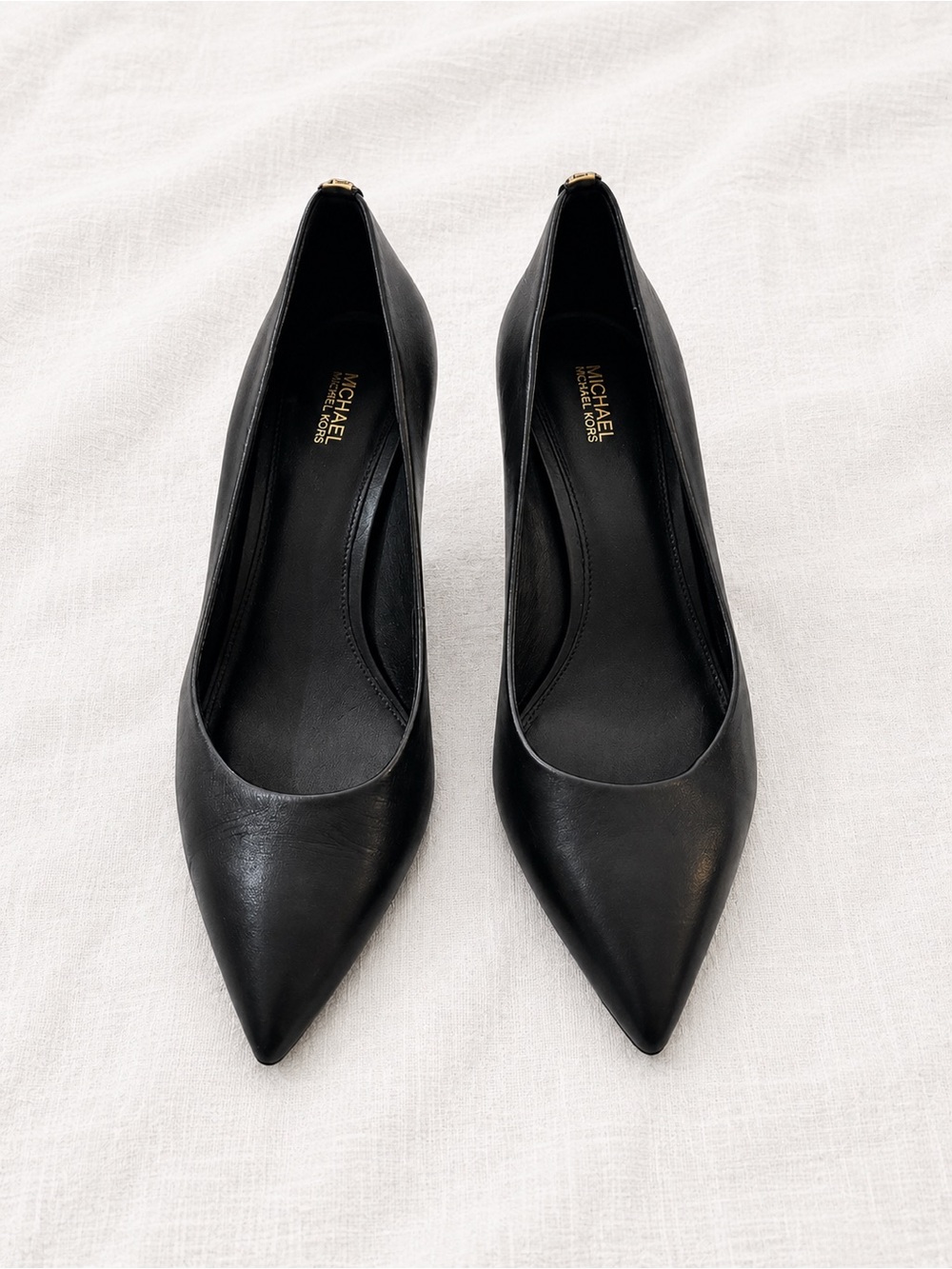 Michael Kors Black Pointed-Toe Leather Pumps